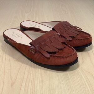 Cole Haan Grand Zero Kiltie Mule Rust Suede Size 6
